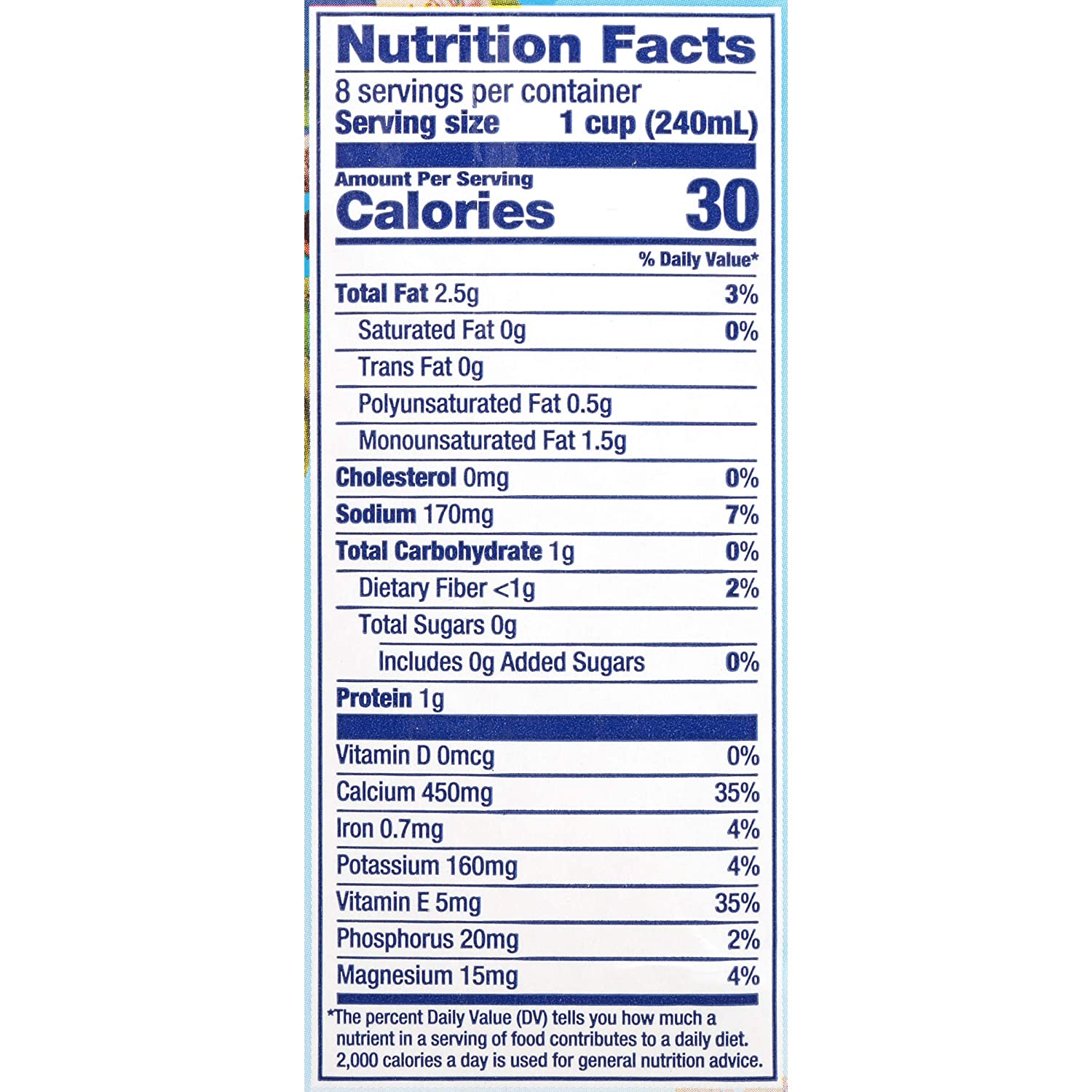 Blue Diamond Almond Breeze Unsweetened Vanilla (8 Pack)