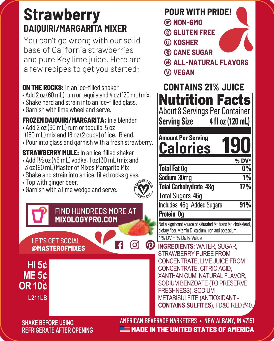 Master Of Mixes Strawberry Daq (6 Pack)