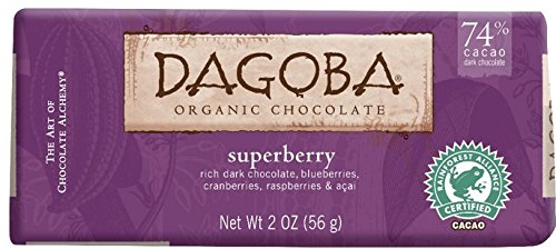 Dagoba Organic Chocolate Bar Superberry 74% Cacao (12 Pack)