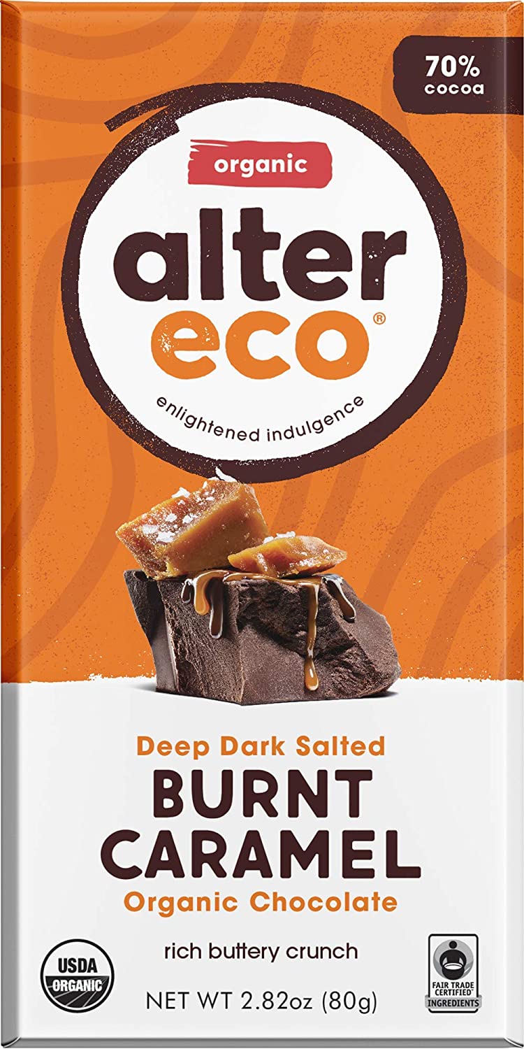 Alter Eco Dark Salted Burnt Caramel Organic Chocolate (12 Pack)