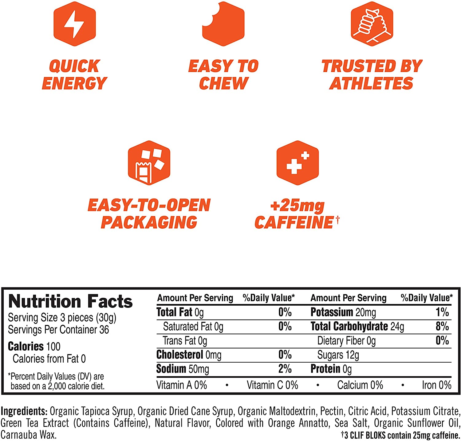 Clif Bars Blok Orng/Caff (18 Pack)