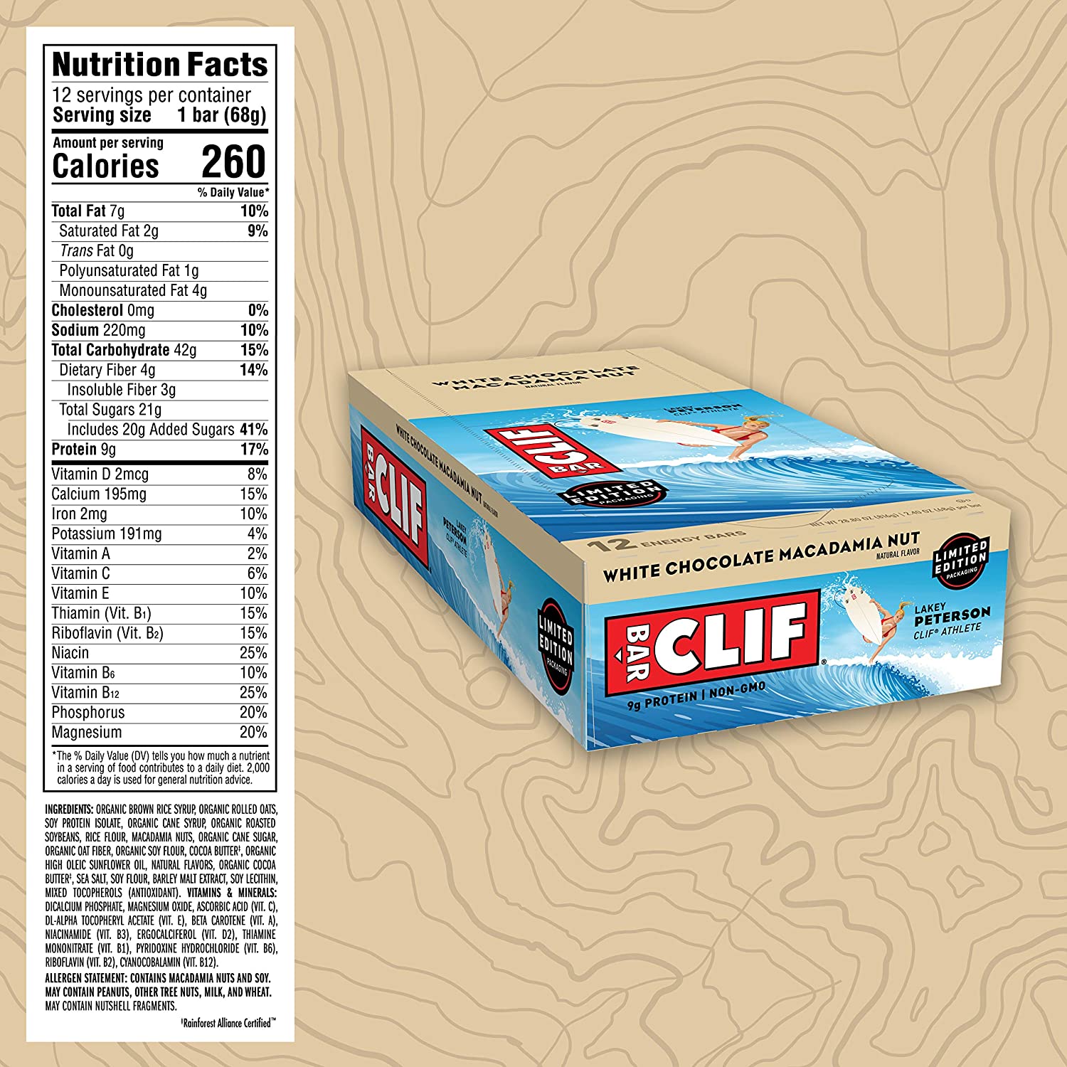 Clif Bar Org White Choc Macadamia Clif Bar Bar (12 Pack)
